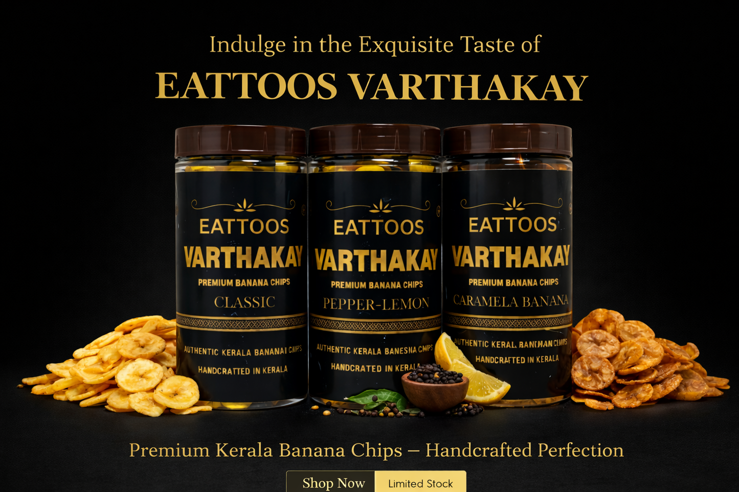 EATTOOS VARTHAKAY Premium Banana Chips – 3 Flavour Collection (200g × 3)