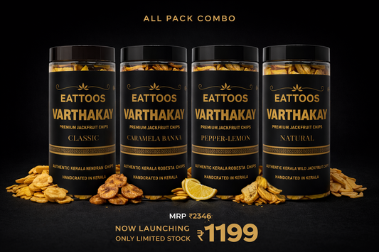 Indulge in the Signature Flavours of EATTOOS EATTOOS Premium Banana Chips & Jackfruit Combo (200g × 4)